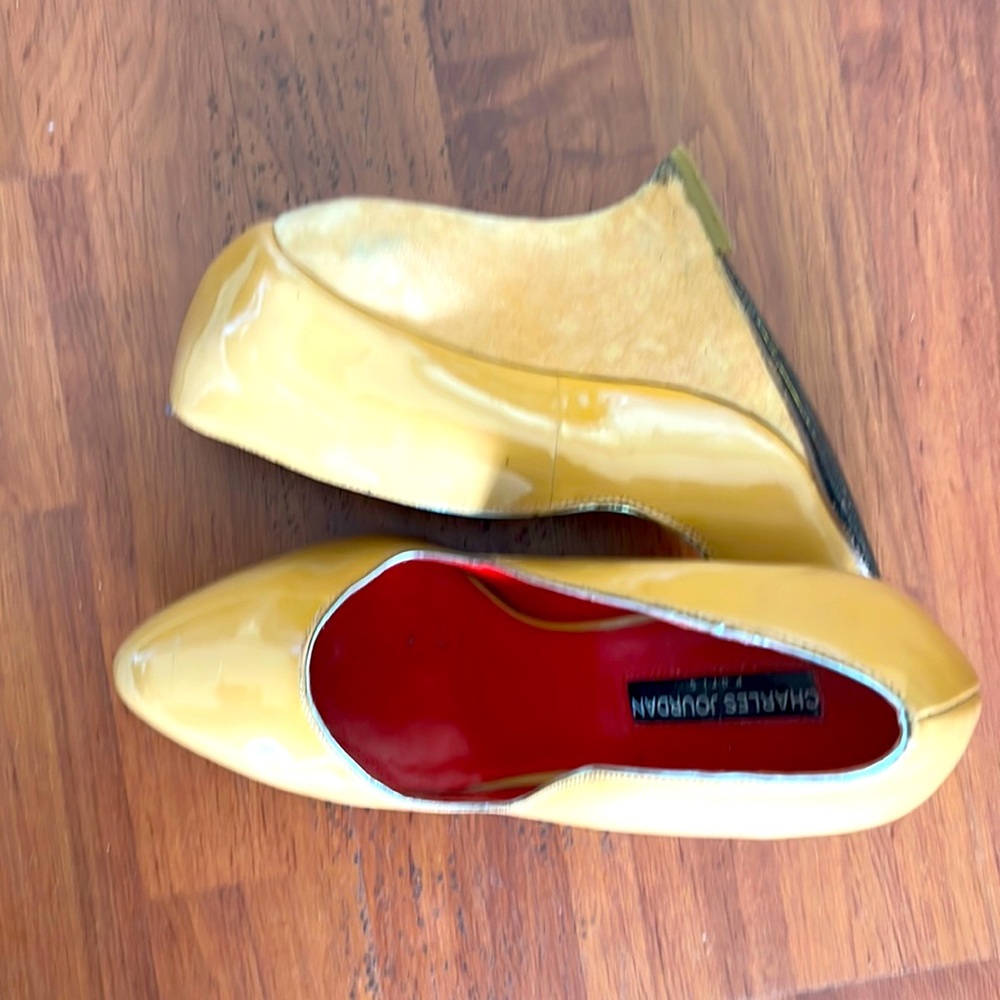 Charles Jourdan wedge patent leather heels